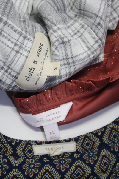 Pleione LC Lauren Conrad Cloth & Stone Womens Tops Blue Red Gray Size XL S Lot 3