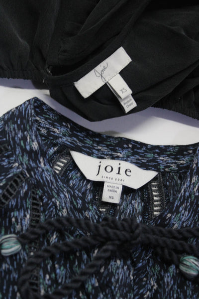 Joie Womens Chiffon Georgette Round Neck Blouses Tops Black Blue Size XS Lot 2
