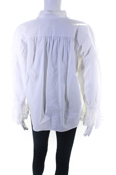 By Malene Birger Womens Cotton Textured Long Sleeve Blouse Top White Size EUR32