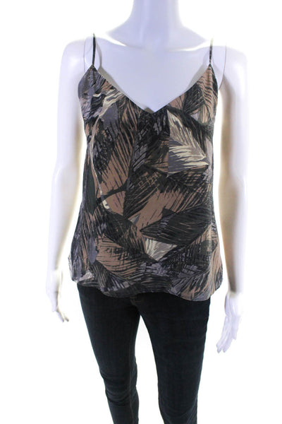 L'Agence Womens Silk Graphic Plant Sleeveless Tank Top Blouse Green Size XS