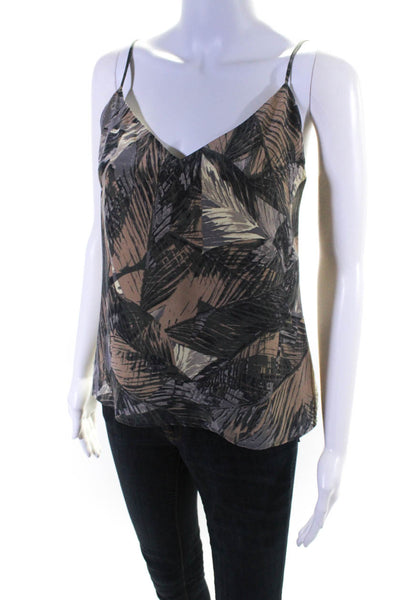 L'Agence Womens Silk Graphic Plant Sleeveless Tank Top Blouse Green Size XS
