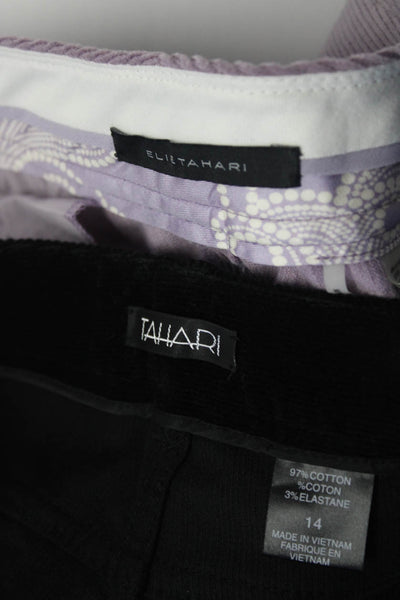 Elie Tahari Womens Cotton Corduroy Mid Rise Pants Purple Size 12 14 Lot 2