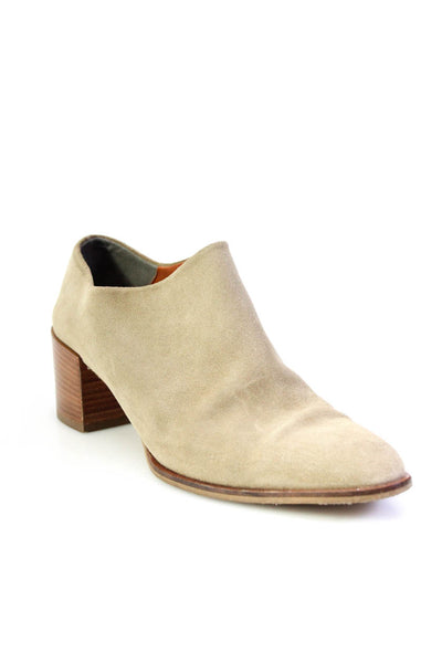 Everlane Womens Suede Pointed Toe Slip On Heeled Loafers Beige Size 7.5