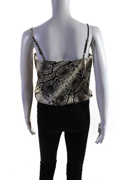 Cami NYC Women's Silk lace Trim Snakeskin Print Cami Bodysuit Brown Size S