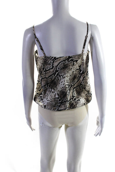 Cami NYC Women's Silk lace Trim Snakeskin Print Cami Bodysuit Brown Size S