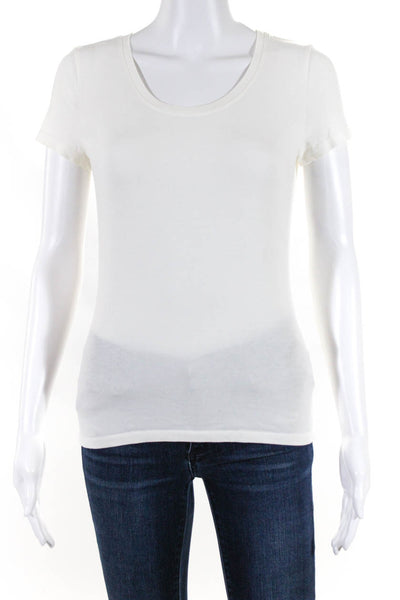 Weekend Max Mara Womens Ribbed Round Neck Short Sleeve T-Shirt White Size S