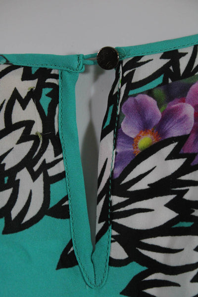 Artelier Nicole Miller Womens Silk Floral Print Layered Tank Top Blue Size S