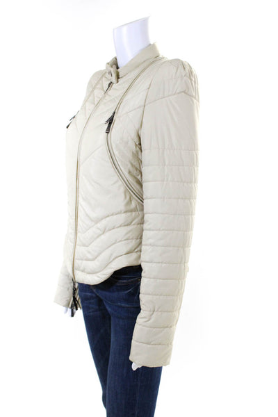 Just Cavalli Womens Full Zipper Puffer Jacket Beige Size EUR 40