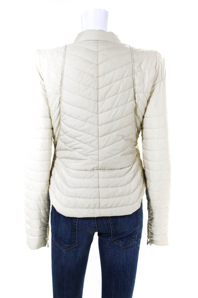 Just Cavalli Womens Full Zipper Puffer Jacket Beige Size EUR 40