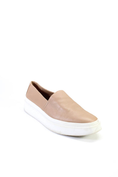 Via Spiga Womens Leather Almond Toe Platform Loafers Brown Size 7.5US 37.5EU