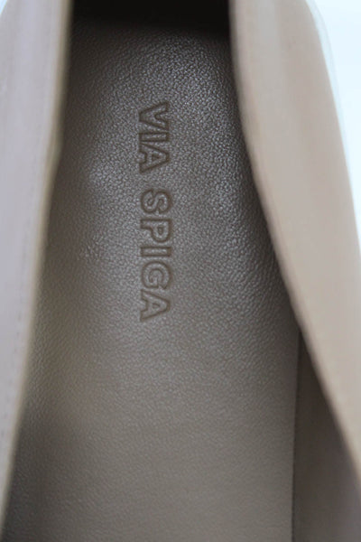 Via Spiga Womens Leather Almond Toe Platform Loafers Brown Size 7.5US 37.5EU