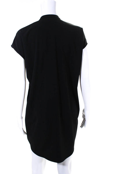 Vince Womens High Neck Drop Shoulder Sleeveless Mini Shift Dress Black Size XS