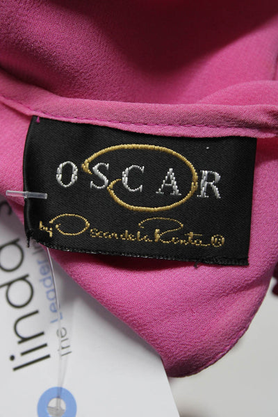 Oscar Oscar de la Renta Women's Sleeveless Ruffle Blouse Pink Size S