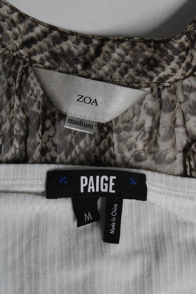 Zoa Paige Womens Snakeskin Print Ribbed Top Blouse Size Medium Lot 2