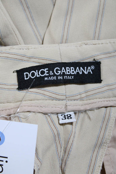 Dolce and Gabbana Womens Mid Rise Pleated Striped Pants Brown Size IT 38