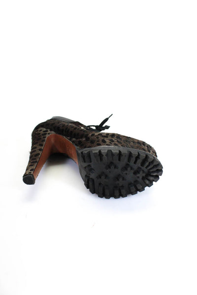 Alaia Womens Animal Print Platform Ankle Boots Brown Black Size 39 9