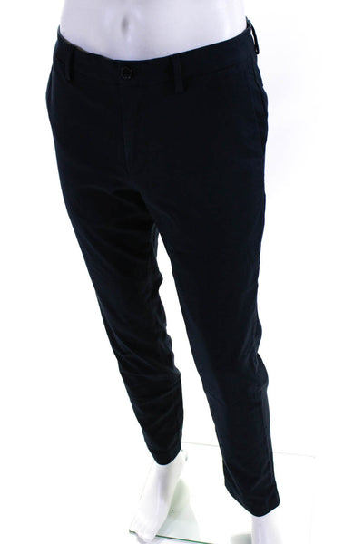 Calvin Klein Mens Zipper Fly Pleated Straight Leg Dress Pants Blue Cotton 31x32