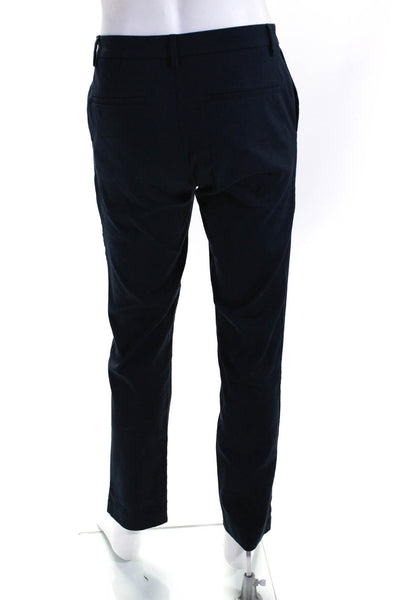 Calvin Klein Mens Zipper Fly Pleated Straight Leg Dress Pants Blue Cotton 31x32