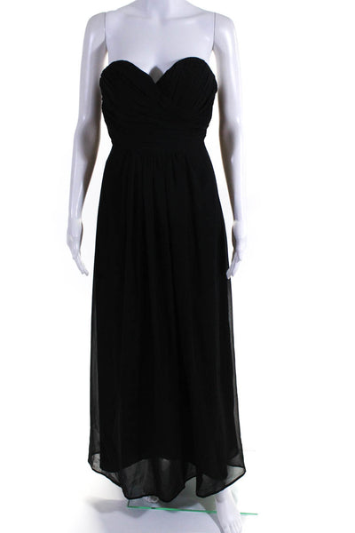 Bill Levkoff Womens Back Zip Strapless Sweetheart Long Gown Black Size 2