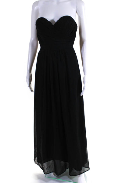 Bill Levkoff Womens Back Zip Strapless Sweetheart Long Gown Black Size 2