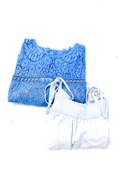 Bella Dahl Saylor Women's Tank Top Lace Blouse Blue Size S M Lot 2