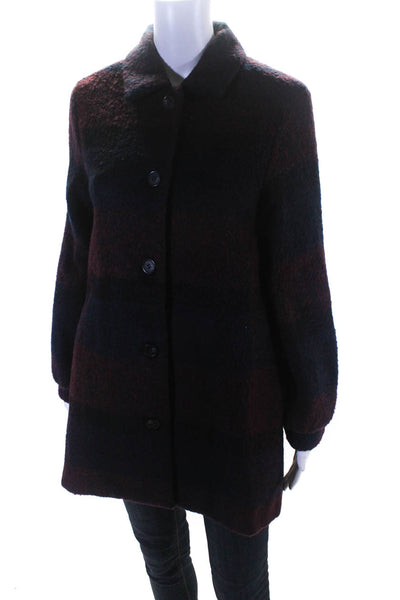 Velvet by Graham & Spencer Womens Wool Check Buttoned Collared Coat Red Size XS