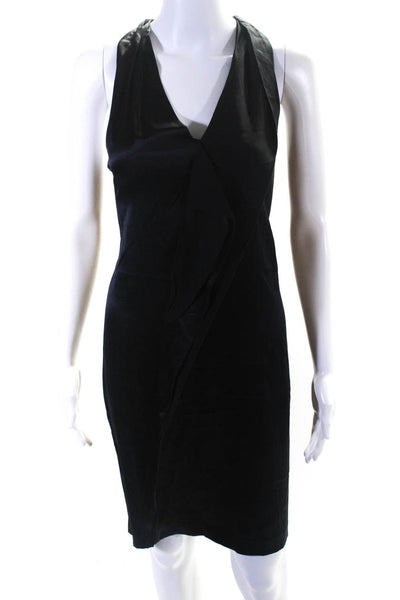 Verre Womens Pullover Sleeveless V Neck Shift Dress Black Silk Size Medium
