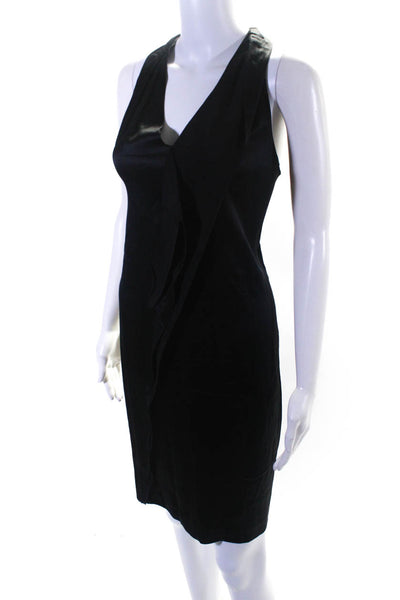 Verre Womens Pullover Sleeveless V Neck Shift Dress Black Silk Size Medium