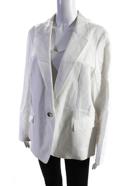 Lafayette 148 New York Women's Collar Long Sleeves Blazer White Size14