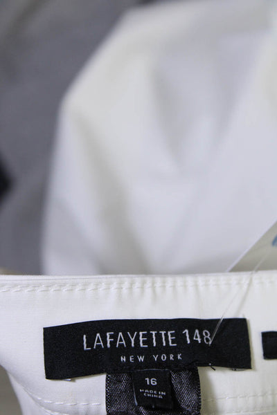 Lafayette 148 New York Women's Flat Front Straight Leg Dress Pant White Size 16