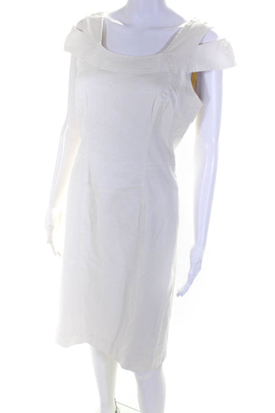 Milly Of New York Womens Cotton Cut Out Sleeveless Pencil Dress Ivory Size 8