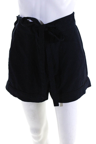 BCBG Max Azria Womens Tie Waist High Rise Spotted Shorts Navy Blue Size Small