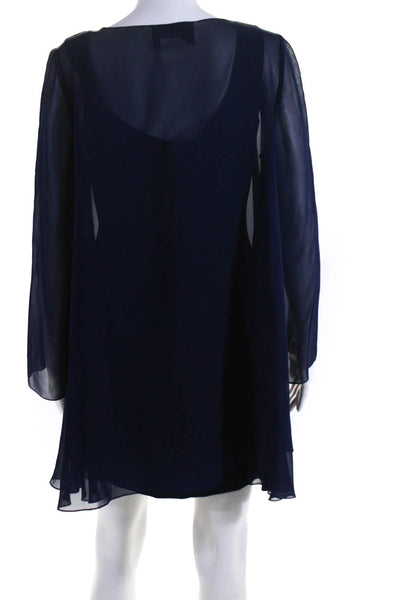 Jeannene Booher Women's Silk Sheath Dress Lightweight Cardigan Set Navy Size 6