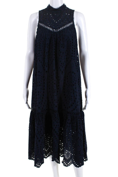 BB Dakota Womens Keyhole Lace Embroidered Tank Midi Dress Dark Blue Size XS