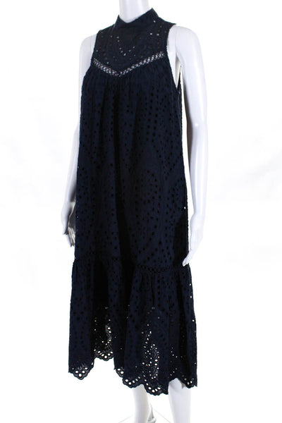 BB Dakota Womens Keyhole Lace Embroidered Tank Midi Dress Dark Blue Size XS