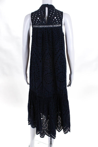 BB Dakota Womens Keyhole Lace Embroidered Tank Midi Dress Dark Blue Size XS