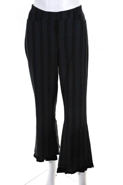 Kit And Ace Women's Flat Front Ruffle Hem Striped Dress Pant Black Size 10