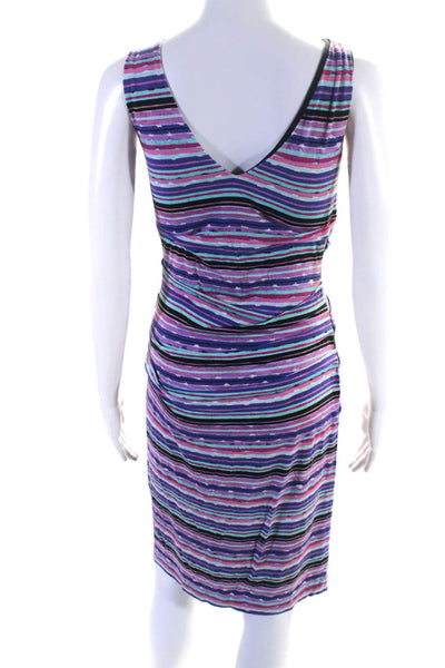 Nicole Miller Collection Womens Sleeveless Striped Bodycon Dress Purple Size M