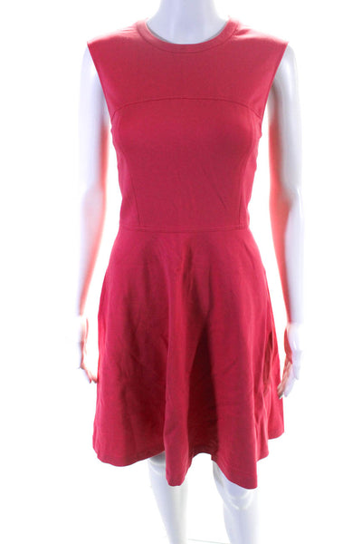 Magaschoni Womens Sleeveless Round Neck Fit & Flare Dress Coral Pink Size 4