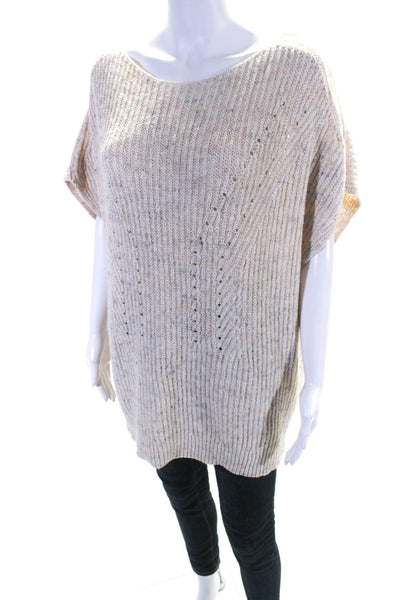 Pilcro and the Letterpress Anthropologie Womens Oversized Knit Vest Beige Size L