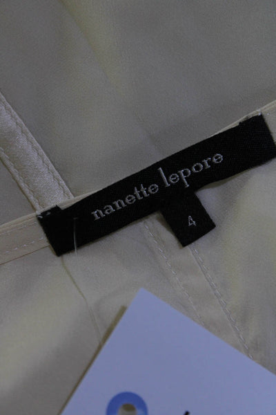 Nanette Lepore Women's Short Sleeve Fringe Drape Blouse Yellow Size 4