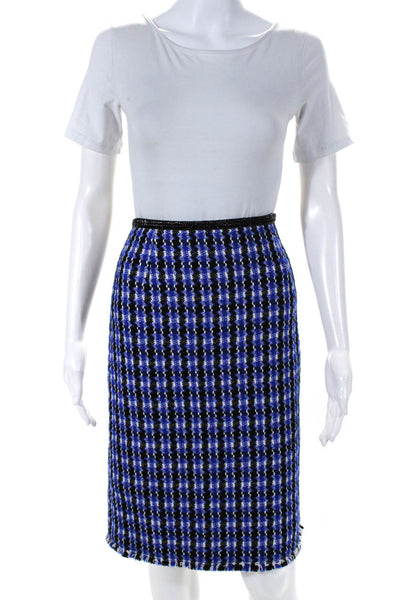 Marc Jacobs Womens Blue Wool Textured Zip Back Lined Pencil Skirt Size 8
