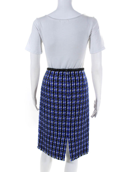 Marc Jacobs Womens Blue Wool Textured Zip Back Lined Pencil Skirt Size 8
