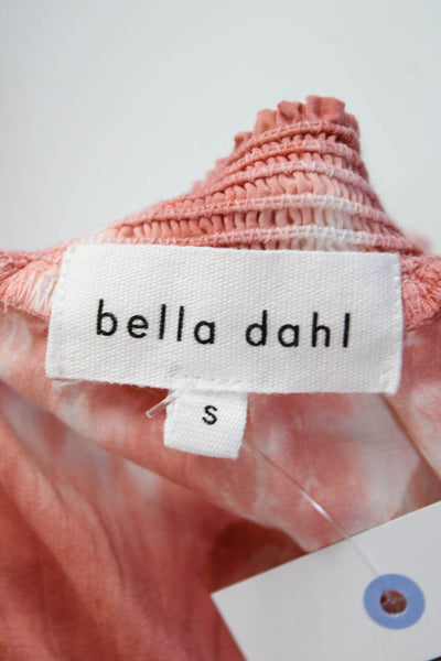 Bella Dahl Women's Sleeveless V Neck Belted Tie Dye Midi Dress Pink Size S