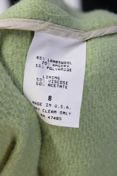 Philippe Adec Women's Button Down Mid Length Wool Blend Coat Green Size 8