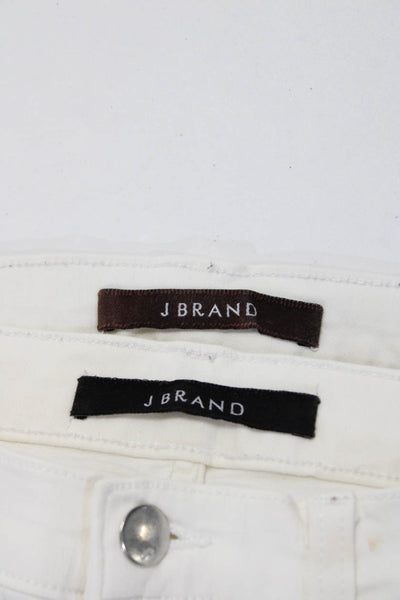 J Brand Womens Cotton Button Skinny Leg Colored Pants White Size EUR28 29 Lot 2