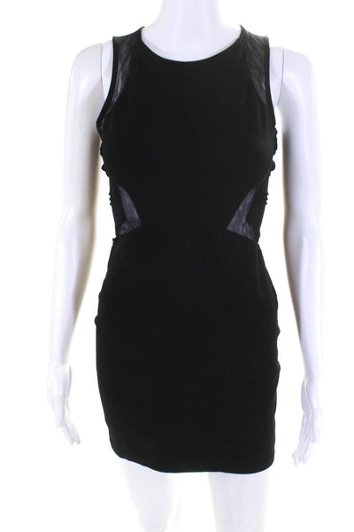 Parker Womens High Neck Sleeveless Mesh Cutout Mini Pencil Dress Black Size XS