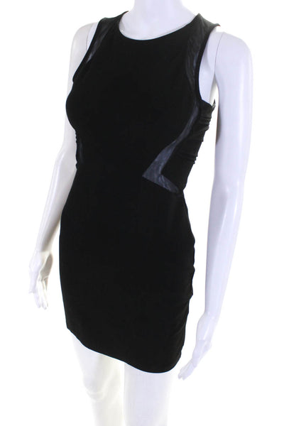 Parker Womens High Neck Sleeveless Mesh Cutout Mini Pencil Dress Black Size XS