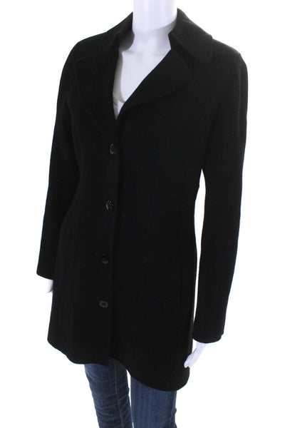 Ellen Tracy Women's Mid Length Button Down Wool Coat Black Size 4