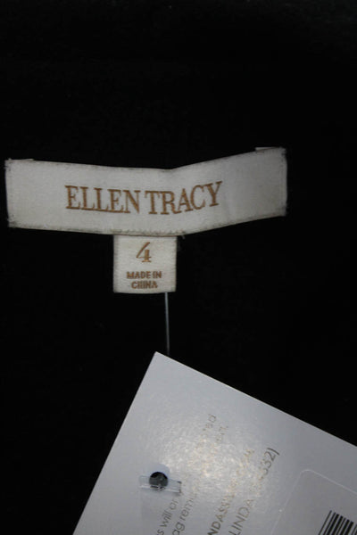 Ellen Tracy Women's Mid Length Button Down Wool Coat Black Size 4